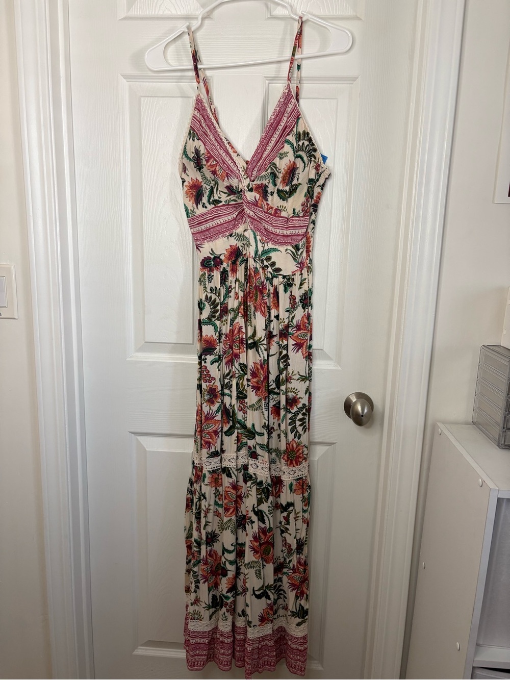 Vintage Angie Floral V-Neck Maxi Dress - Pink Floral